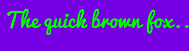 Image with Font Color 00FF00 and Background Color 7500E3